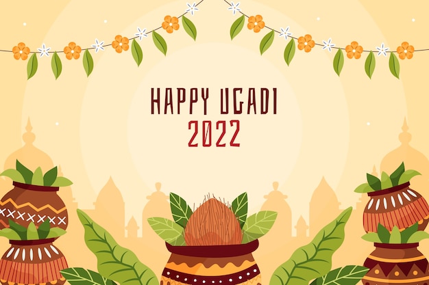 Gratis vector platte ugadi achtergrond