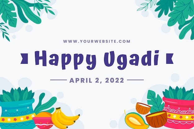 Gratis vector platte ugadi achtergrond