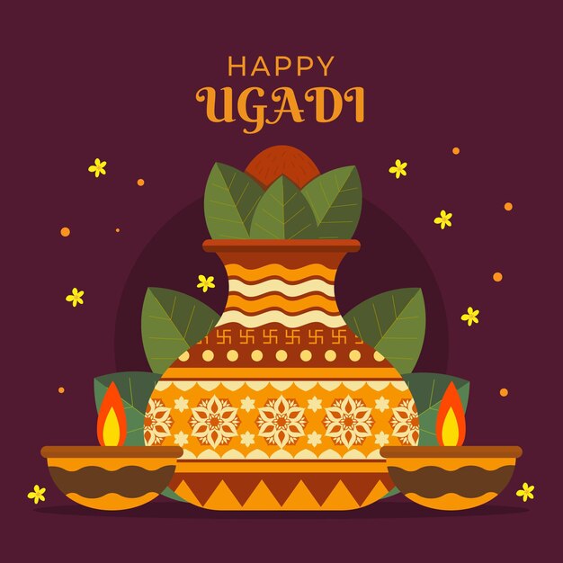 Gratis vector platte ugadi illustratie