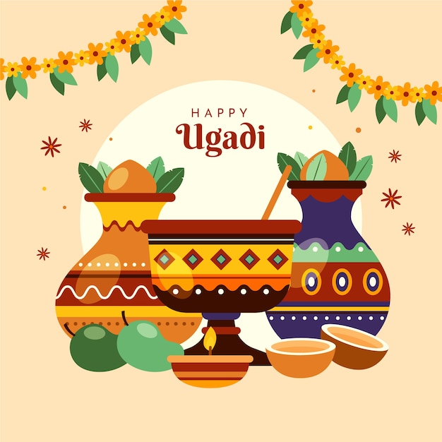 Gratis vector platte ugadi illustratie