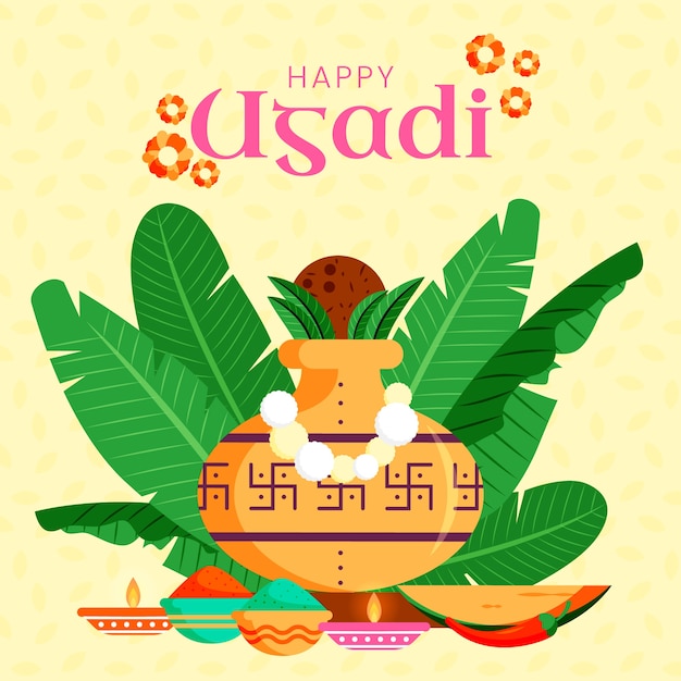 Platte ugadi illustratie