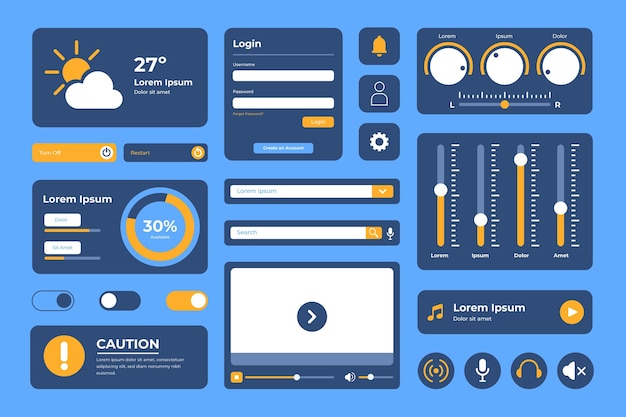 Gratis vector platte ui/ux-elementen