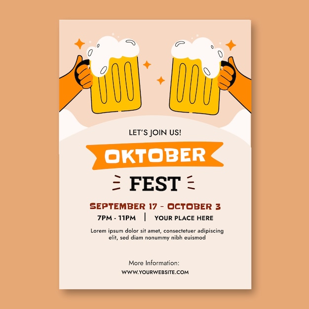 Gratis vector platte uitnodigingssjabloon voor oktoberfest-viering