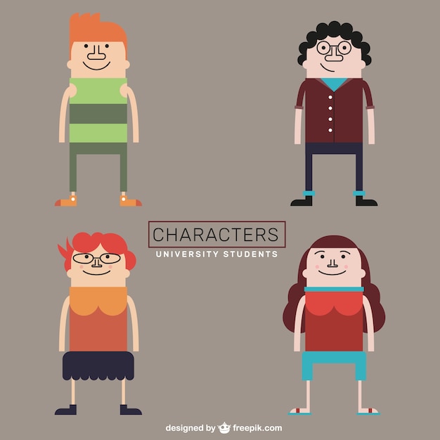 Platte university students characters set