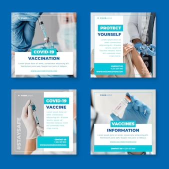 Platte vaccin instagram-postverzameling met foto's