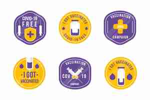 Gratis vector platte vaccinatiecampagne badge-collectie