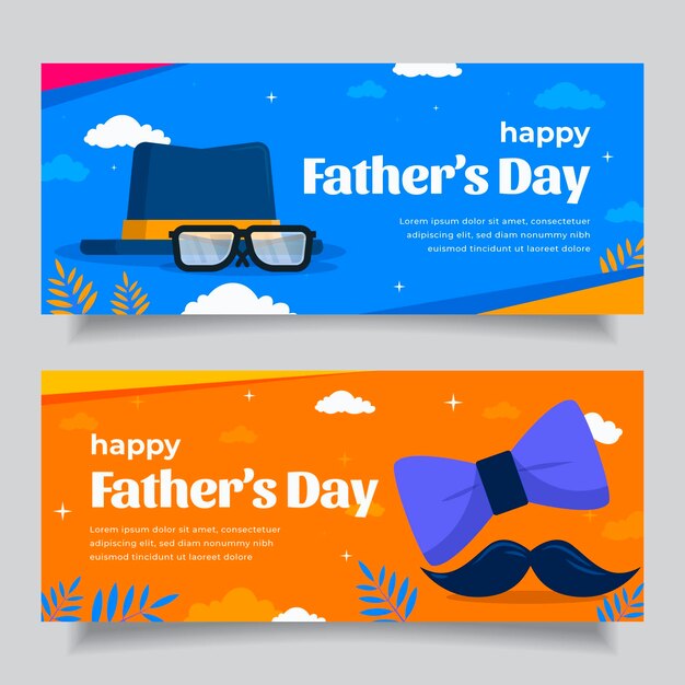 Gratis vector platte vaderdag banners instellen