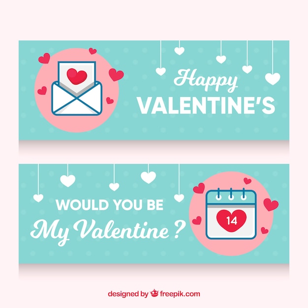 Gratis vector platte valentijnsdag banners