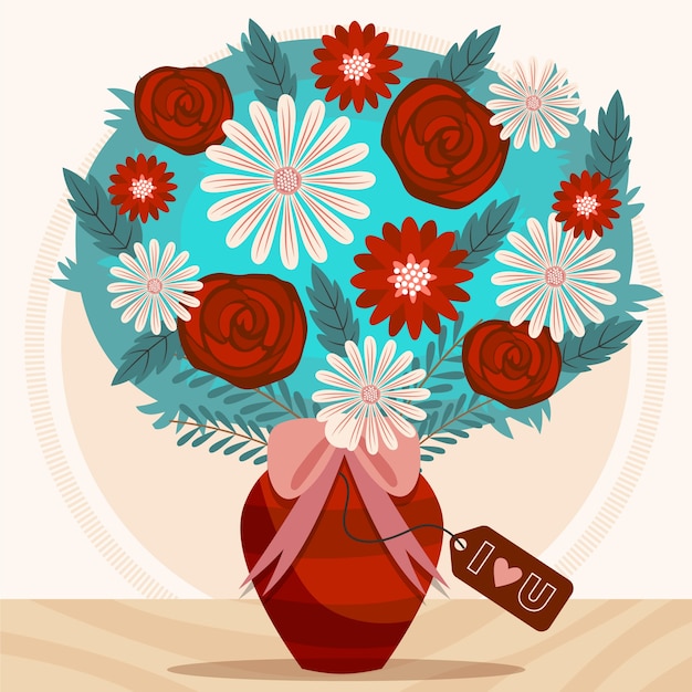 Gratis vector platte valentijnsdag bloemen illustratie