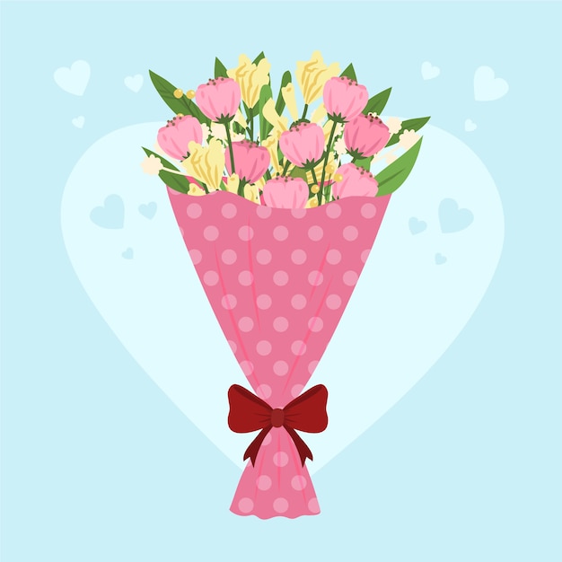 Gratis vector platte valentijnsdag bloemen illustratie