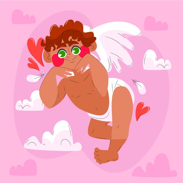 Platte Valentijnsdag cupido illustratie