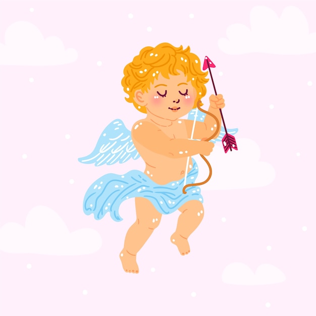 Platte Valentijnsdag cupido illustratie