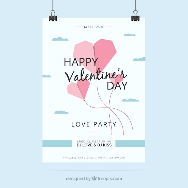 Gratis vector platte valentijnsdag flyer / poster