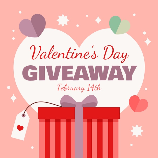 Gratis vector platte valentijnsdag giveaway illustratie