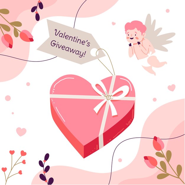 Platte Valentijnsdag giveaway illustratie