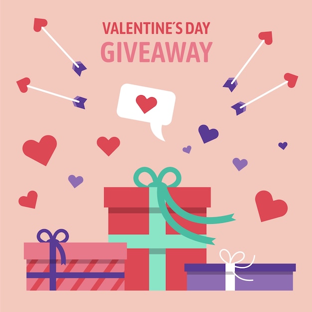 Platte Valentijnsdag giveaway illustratie