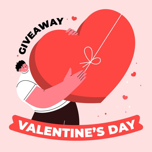 Platte Valentijnsdag giveaway illustratie