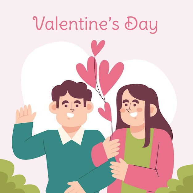 Platte Valentijnsdag illustratie