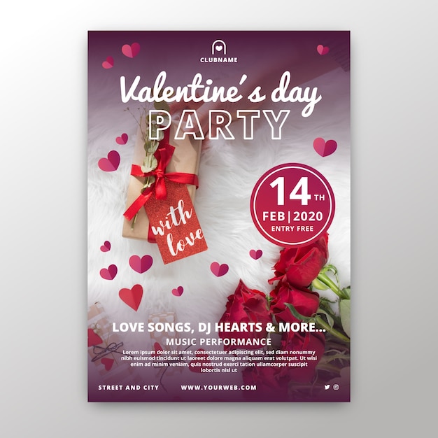 Platte Valentijnsdag partij flyer / poster