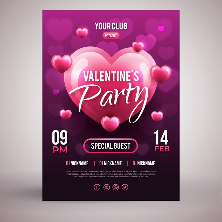 Gratis Vector platte valentijnsdag partij folder sjabloon