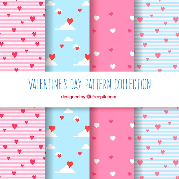 Platte valentijnsdag patroon collectie