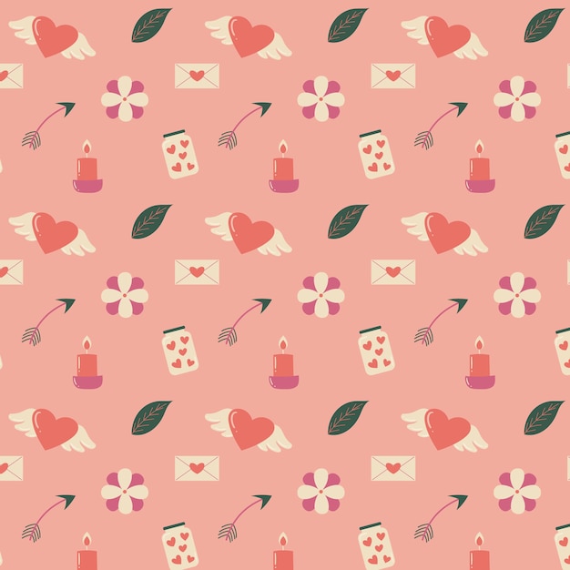 Platte Valentijnsdag patroon ontwerp