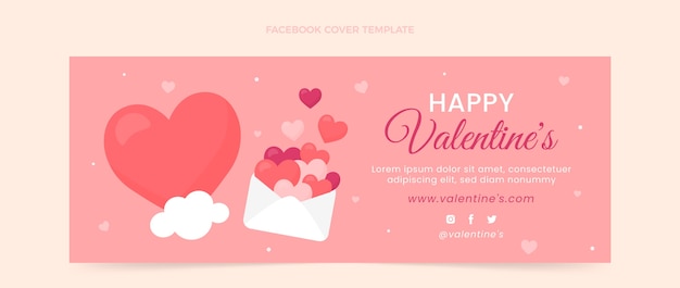 Gratis vector platte valentijnsdag social media voorbladsjabloon