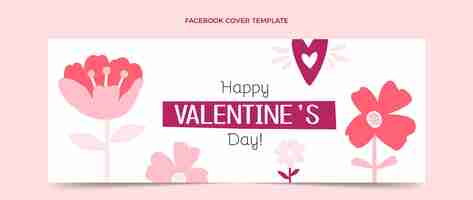 Gratis vector platte valentijnsdag social media voorbladsjabloon