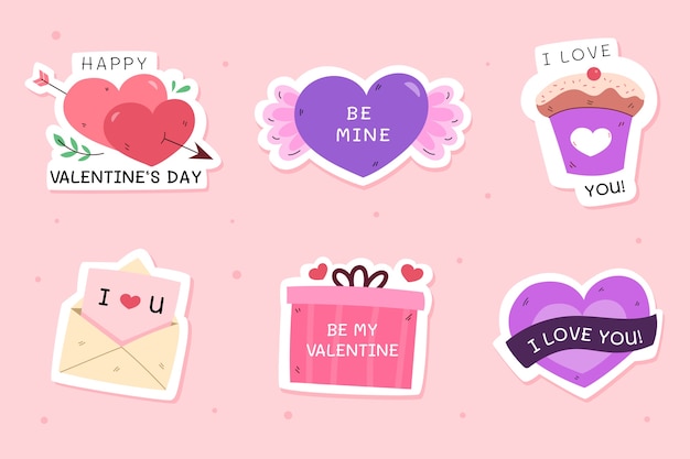 Platte valentijnsdag stickers collectie