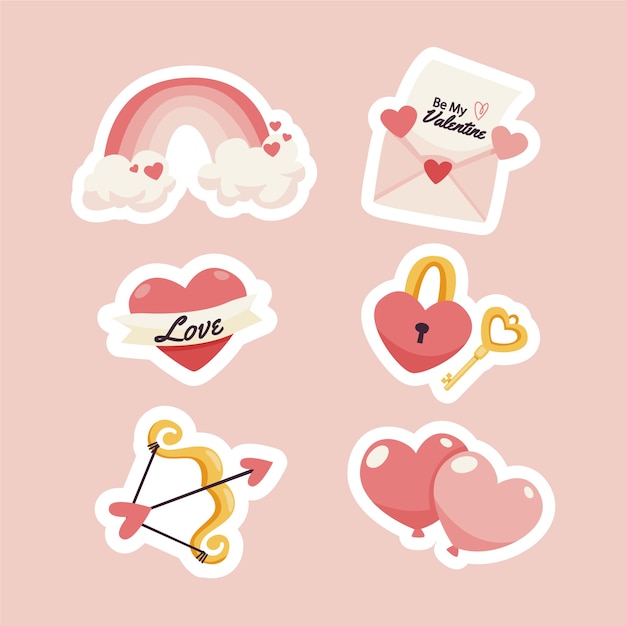 Gratis vector platte valentijnsdag stickers collectie