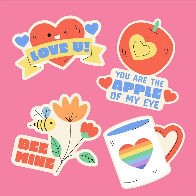 Platte Valentijnsdag stickers collectie