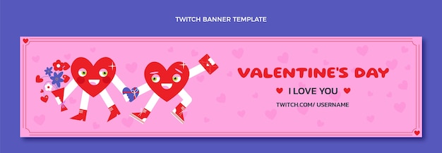 Platte Valentijnsdag twitch banner