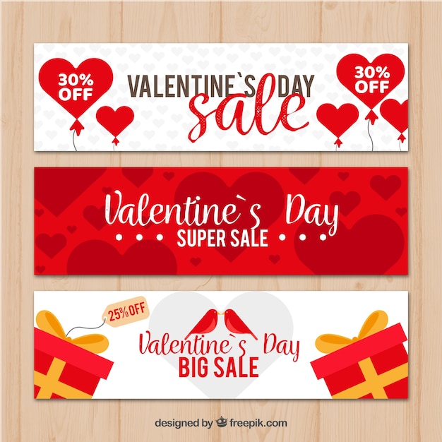 Platte Valentijnsdag verkoop banners