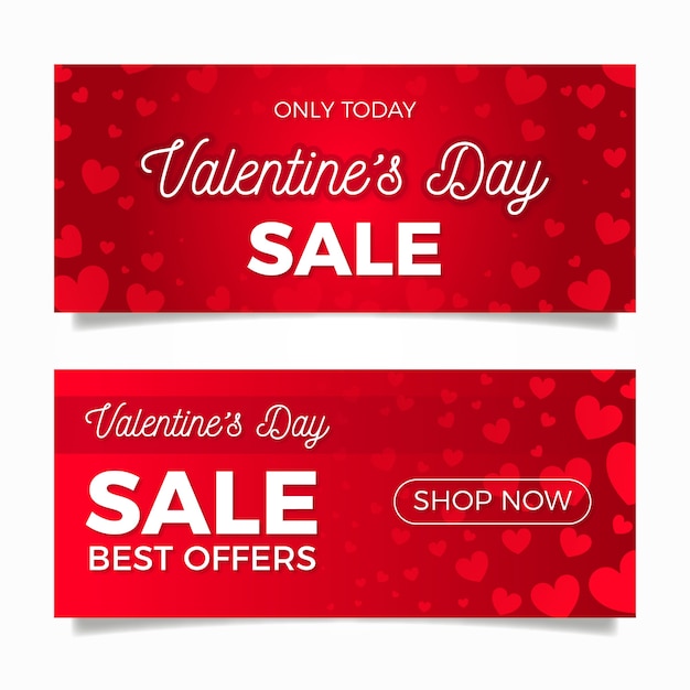 Gratis vector platte valentijnsdag verkoop banners