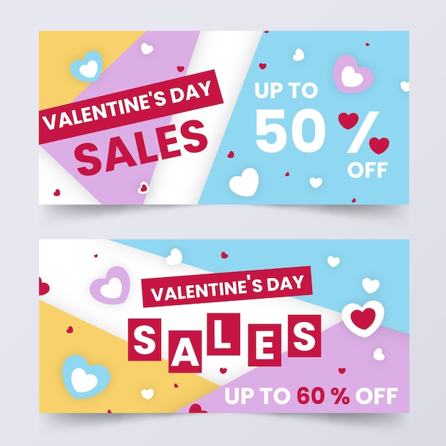 Platte valentijnsdag verkoop banners