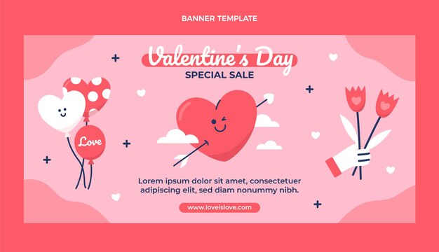 Platte Valentijnsdag verkoop horizontale banner