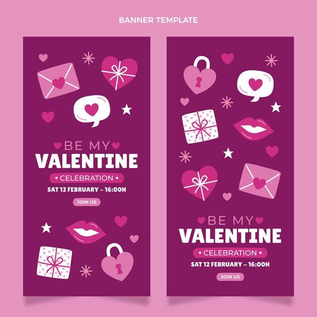 Gratis vector platte valentijnsdag verticale banners set