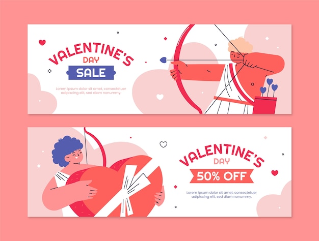 Platte valentijnsdag viering horizontale verkoop sjabloon voor spandoek