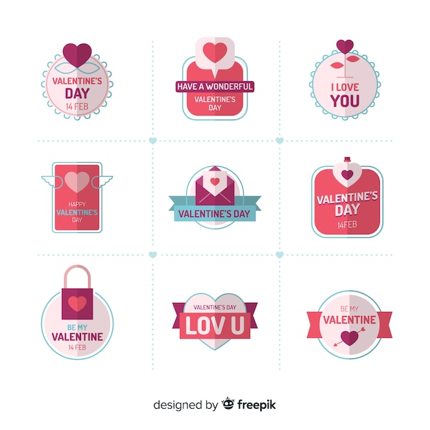 Platte valentine badge-collectie