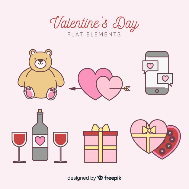 Platte valentine elementen pack