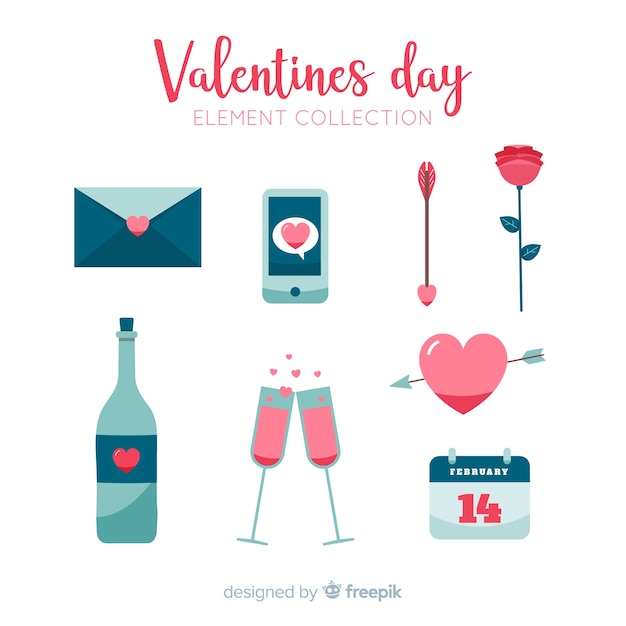 Platte valentine elementen pack