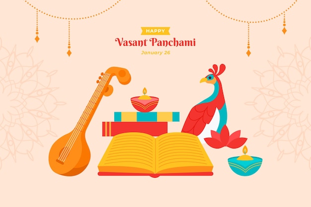 Platte vasant panchami festival achtergrond