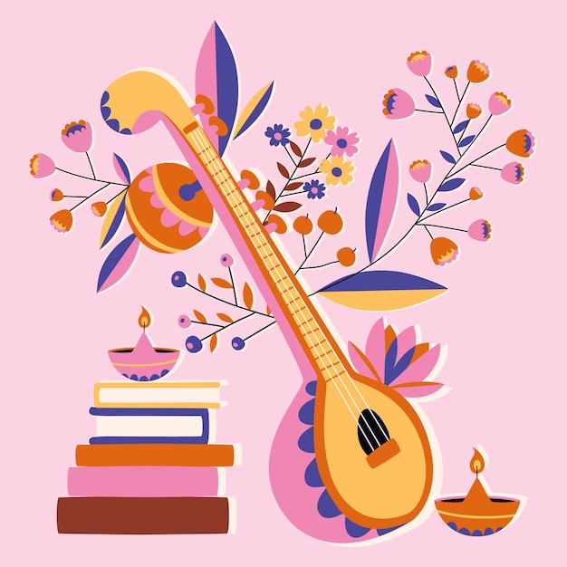 Gratis vector platte vasant panchami-illustratie