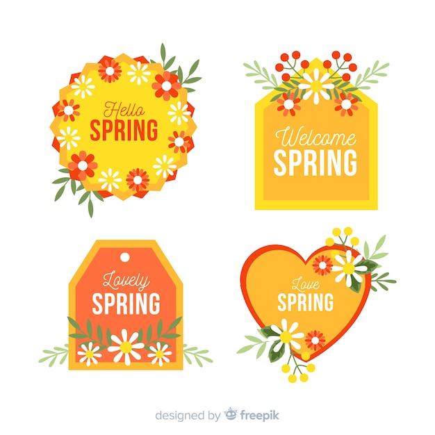 Gratis vector platte veer label set