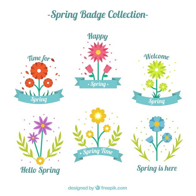 Gratis vector platte veerlabel of badgecollectie