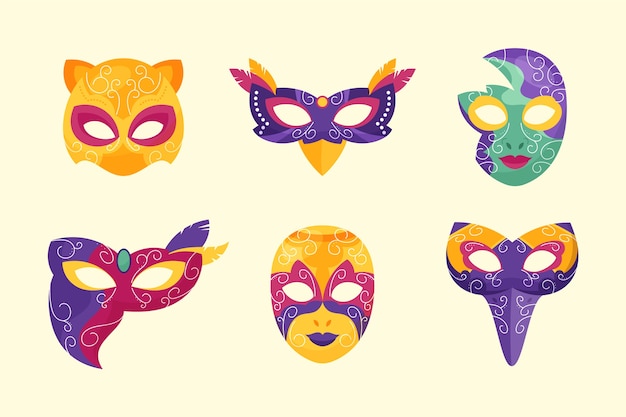 Platte Venetië carnaval maskers collectie