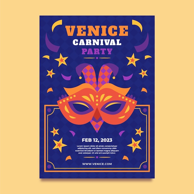 Platte venetië carnaval verticale poster sjabloon