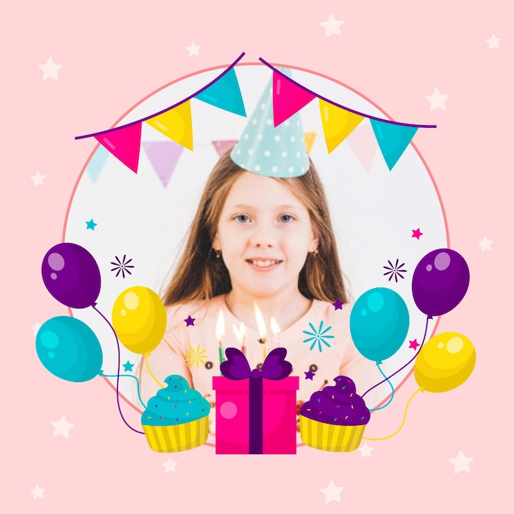 Gratis Vector platte verjaardag facebook frame