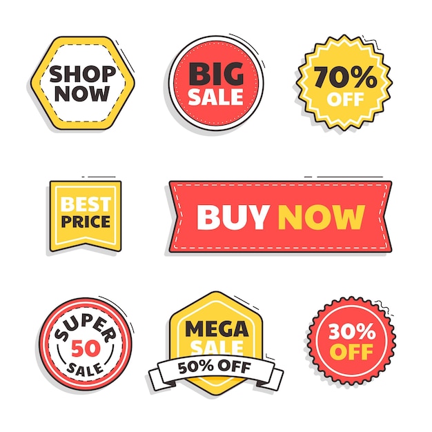 Gratis vector platte verkoop badge set