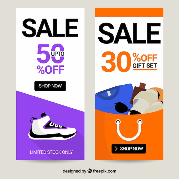 Gratis vector platte verkoop banners